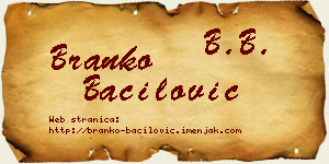 Branko Bačilović vizit kartica